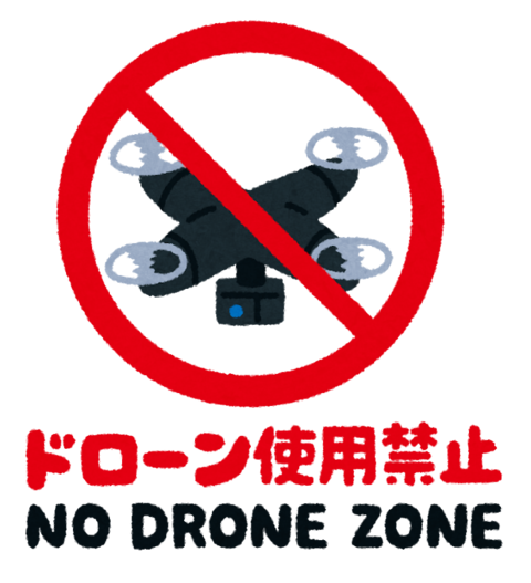 ドローン、ラジコンなどの飛行は禁止します。